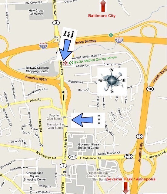 Map Directions to 13A Method's Glen Burnie Office